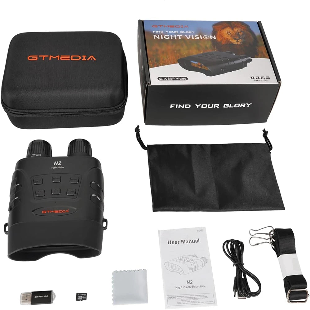 Digital Night Vision Binoculars – 300M Range, 5X Zoom, Infrared Camera with Photo & Video Recording for Full Darkness Viewing