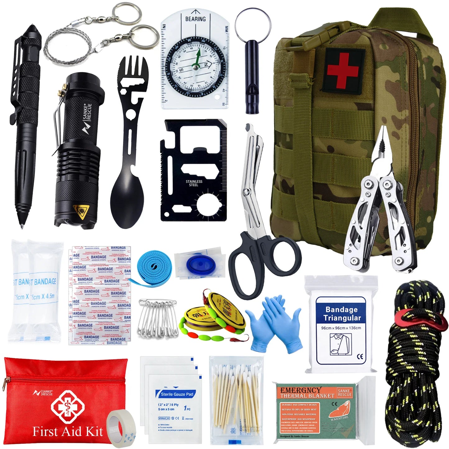 Tactical First Aid Kit – Compact EDC Survival Medical Bag for Car, Camping & Emergency Use