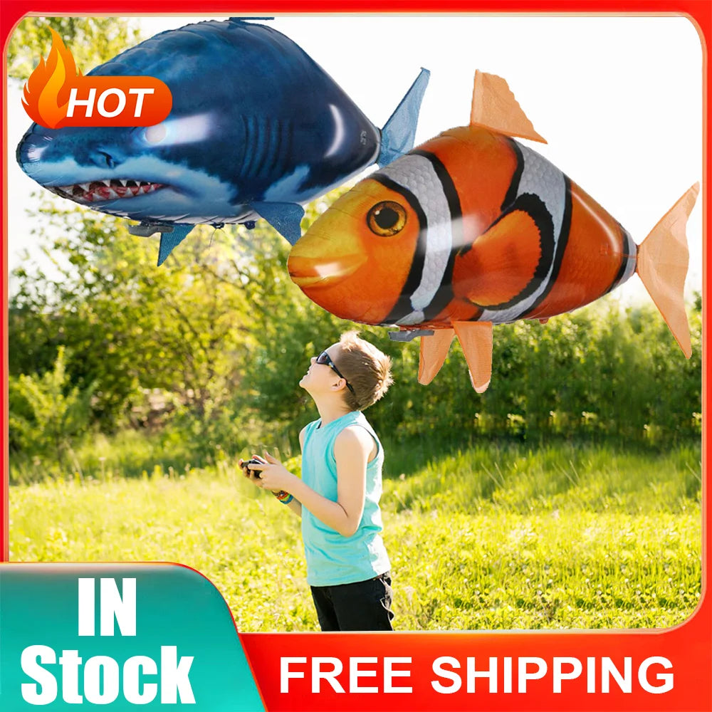 Remote Control Flying Shark Toy: Infrared RC Balloon Drone – Air Swimming Clown Fish and Flying Balls Fun!