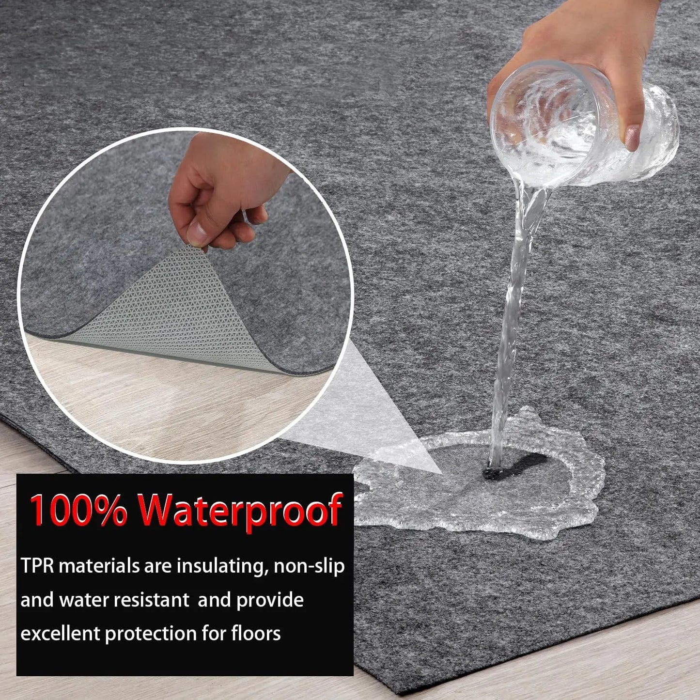 Waterproof Non-Slip Rug Pad – 10x14 ft Area Rug Carpet Pad for All Floors and Finishes