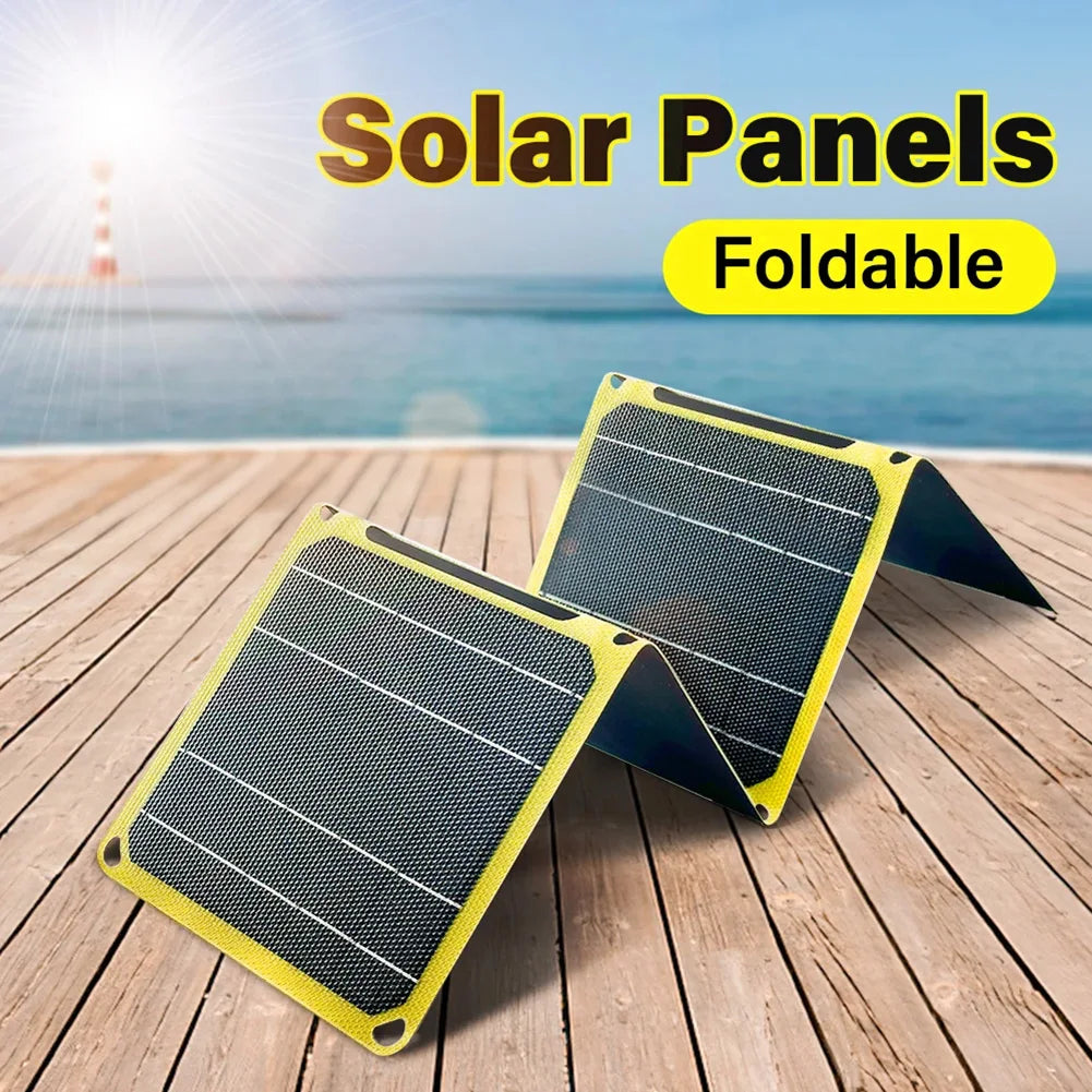 30W/40W Portable Foldable Solar Charger – IP67 Waterproof with USB-A, Type-C, and DC Output for 5V Battery and Phone Charging