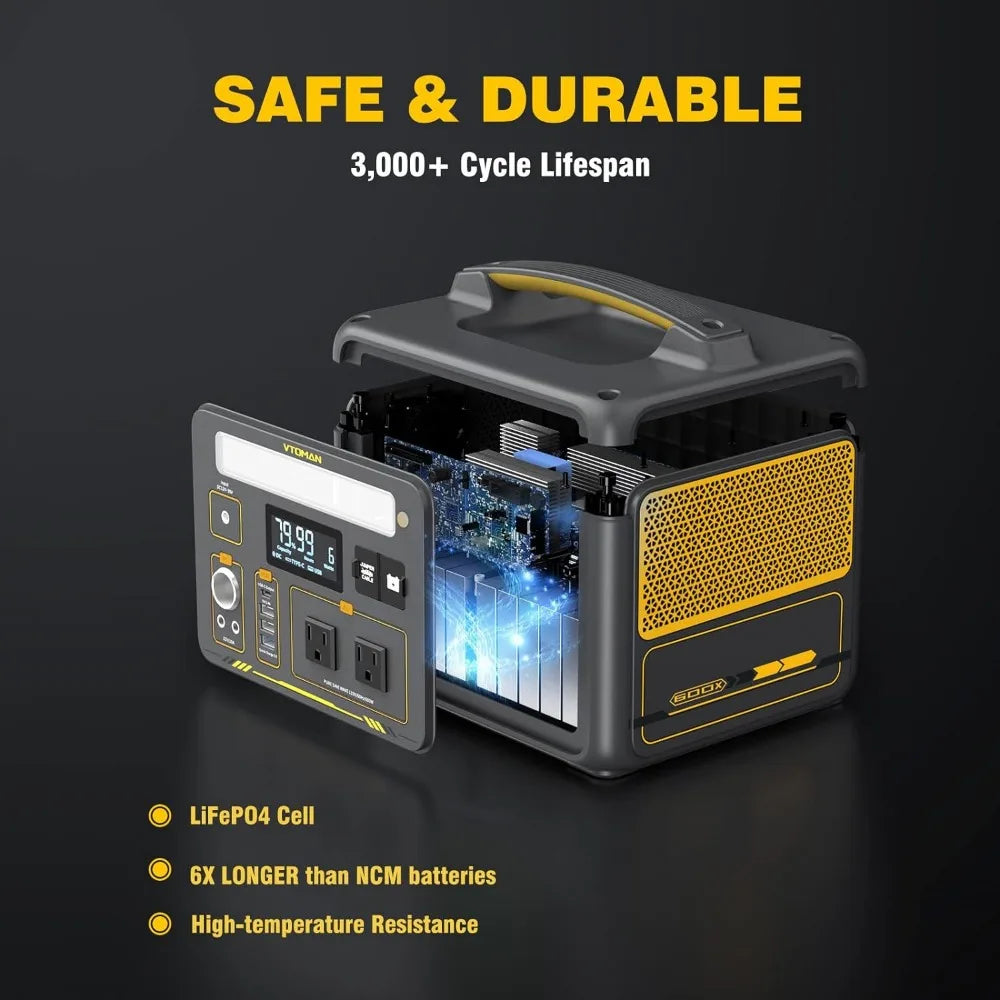 Power On-the-Go: 600W Portable Power Station with LFP Battery – Dual 600W AC Outlets, USB Ports & DC Outputs