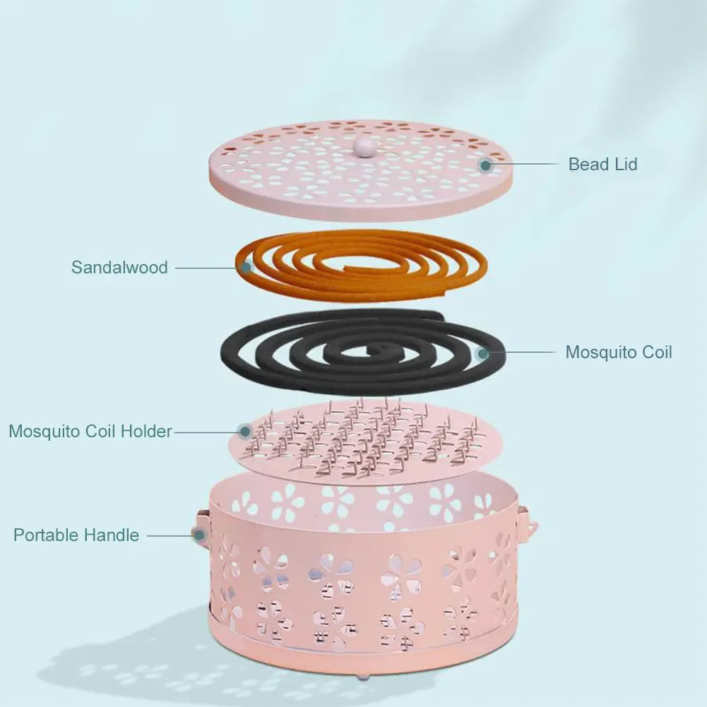 Portable Mosquito Coil Holder with Lid & Handle – Metal Incense Burner for Home, Patio & Camping Use