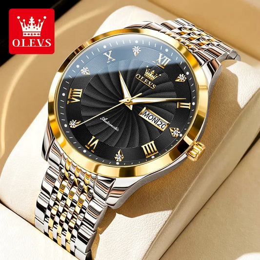 OLEVS Men's Luxury Automatic Mechanical Watch: Original, Steel Strap, Waterproof - A True Brand Classic