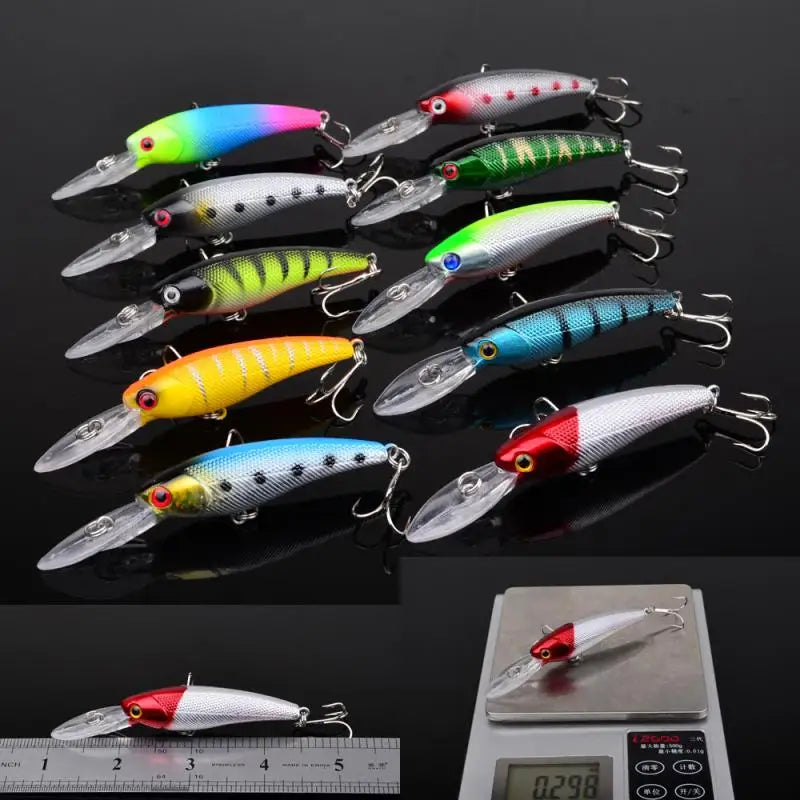 Complete Fishing Lure Tackle Kit: 20-Piece Set of Hard Bait Artificial Rotating Floating Minnow Crankbait, Wobblers, Spinners, and Sinking Hooks