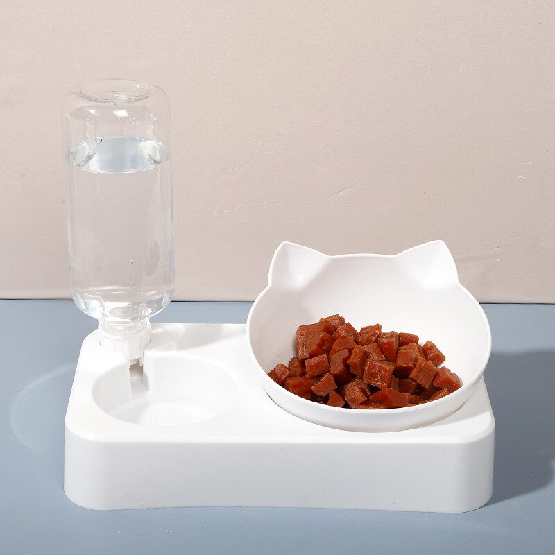 15-Degree Tilt Pet Cat Bowl: Safeguard Your Cat's Cervical Vertebrae with an Automatic Drinking Feeder