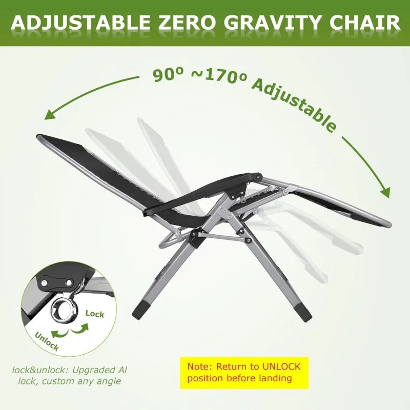 Zero Gravity Reclining Camping Chair – Upgraded Lounge with Removable Cushion, Locking System & Cup Holder