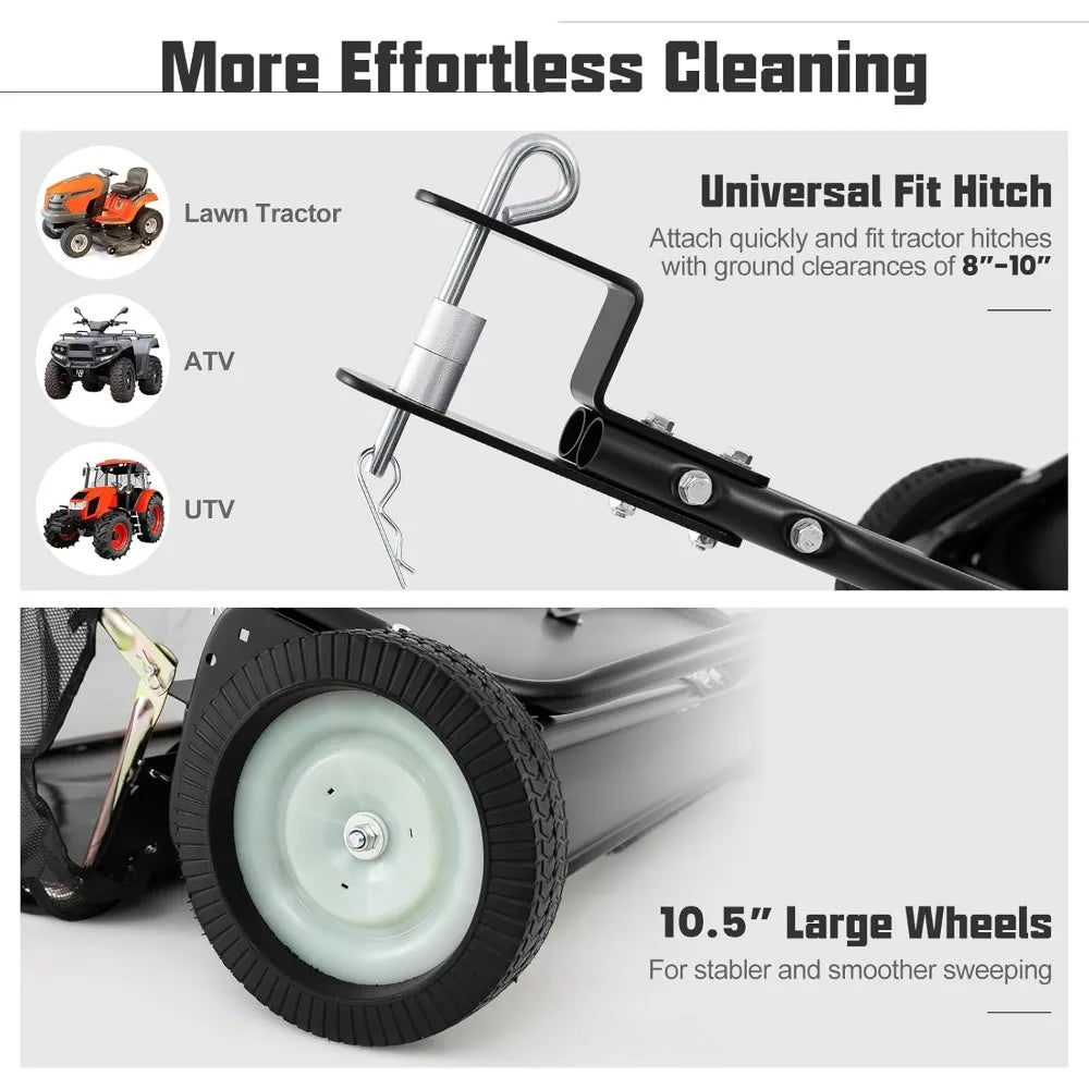 Clear Your Lawn in Half the Time with This Heavy-Duty Tow-Behind Sweeper