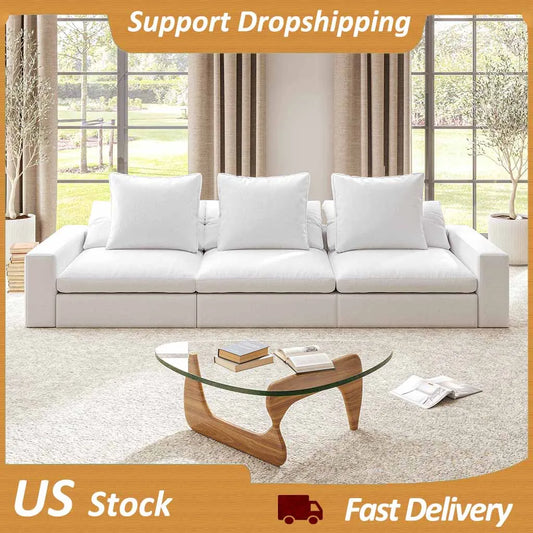 Blue Cloud Luxury Sofa Set - Cotton and Linen Living Room Couch, Lounge Chairs, and Floor Seating