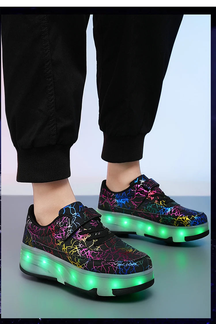 🛼 4-Wheel Dual-Use Roller Skates Sneakers – Detachable Wheels | Speed Skates for Boys & Girls | Stylish Sports Shoes with Hidden Wheels