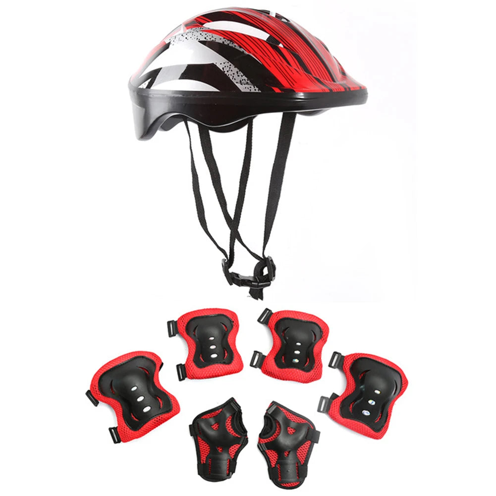 7-Piece Kids Bike Safety Gear Set – Helmet, Knee & Elbow Pads, Wrist Guards for Cycling, Skating & Outdoor Sports