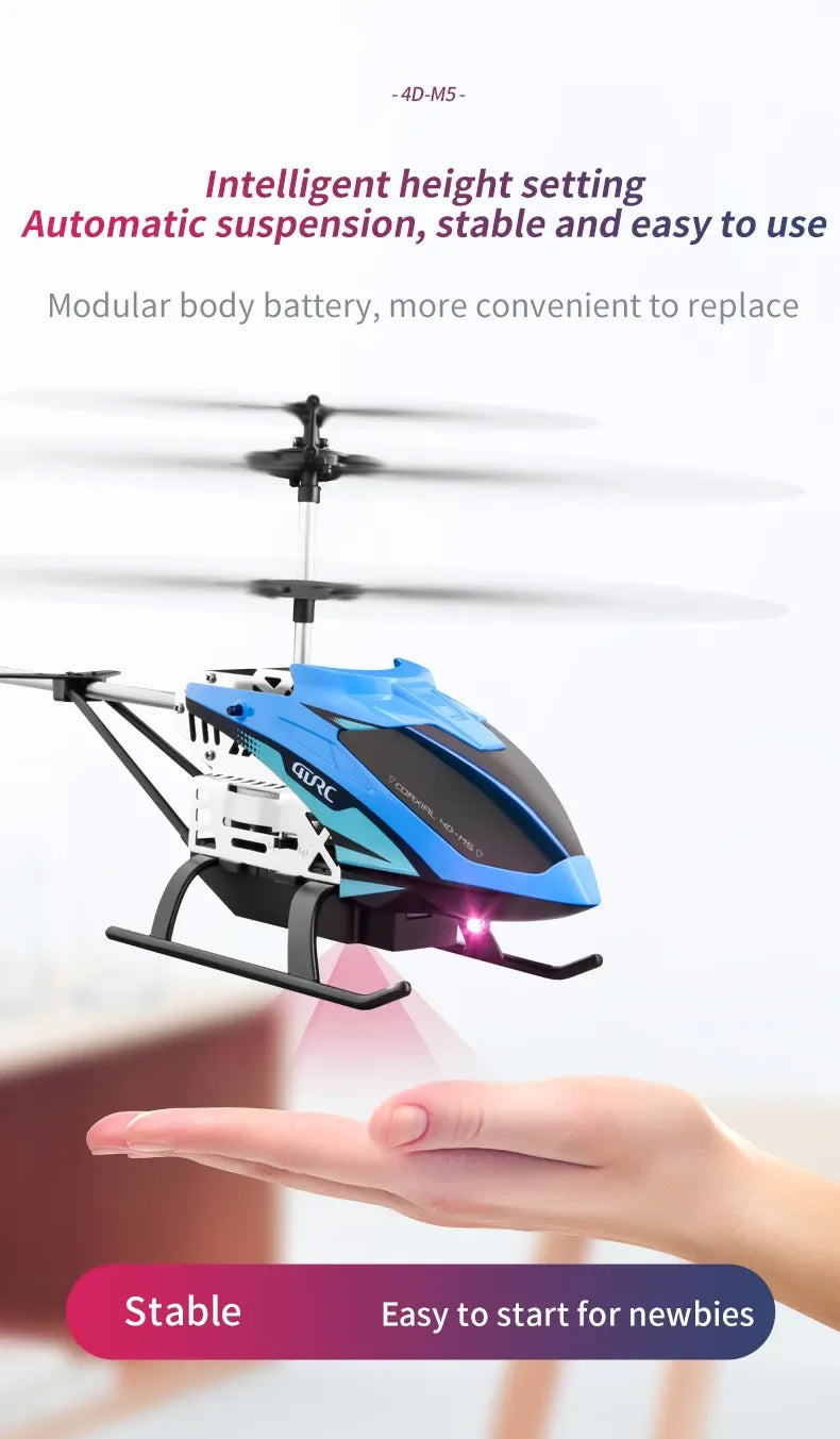 Enhanced M5 Remote Control Helicopter: Altitude Hold, 3.5 Channels, Gyro, LED Lights - Durable Airplane Drone Toy Gift