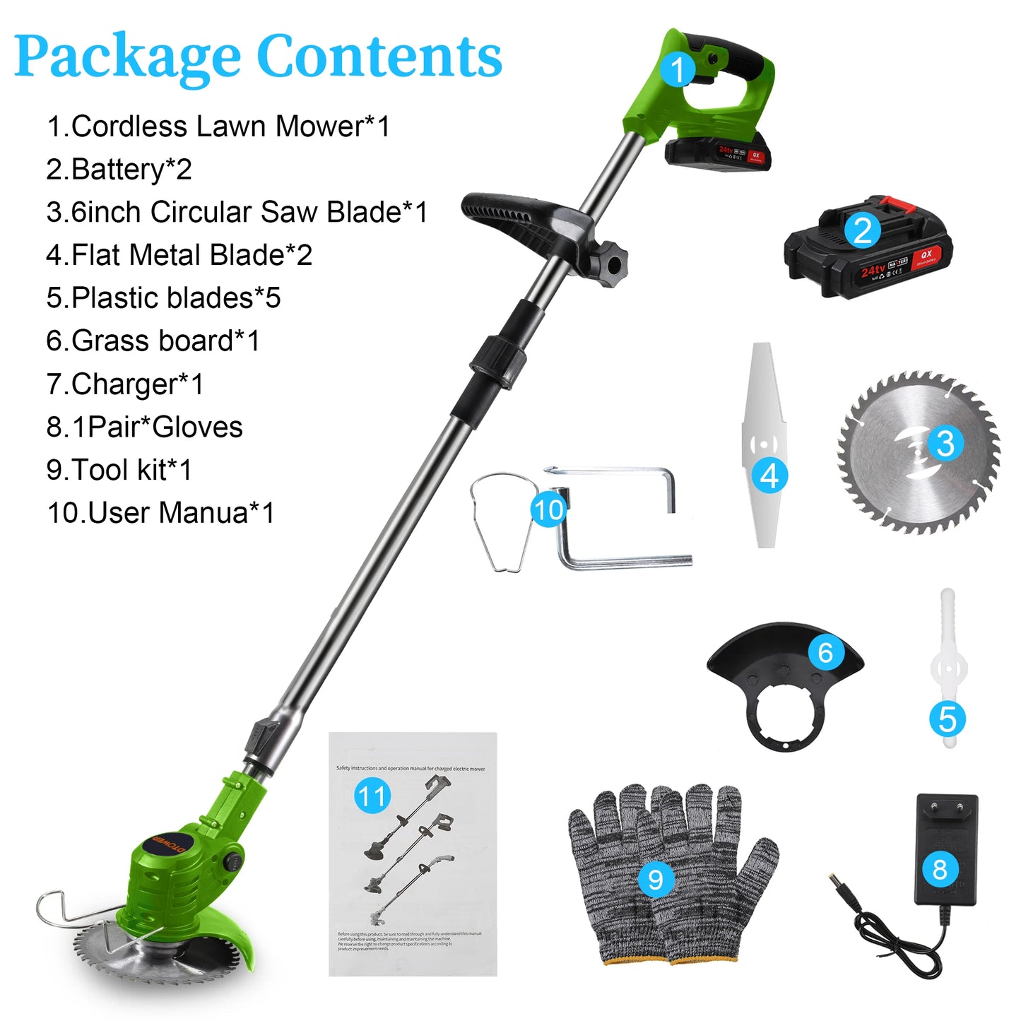 🌿 Cordless Electric Grass Trimmer & Brush Cutter (US Plug)
Lightweight • Multi-Blade • Dual Battery Power