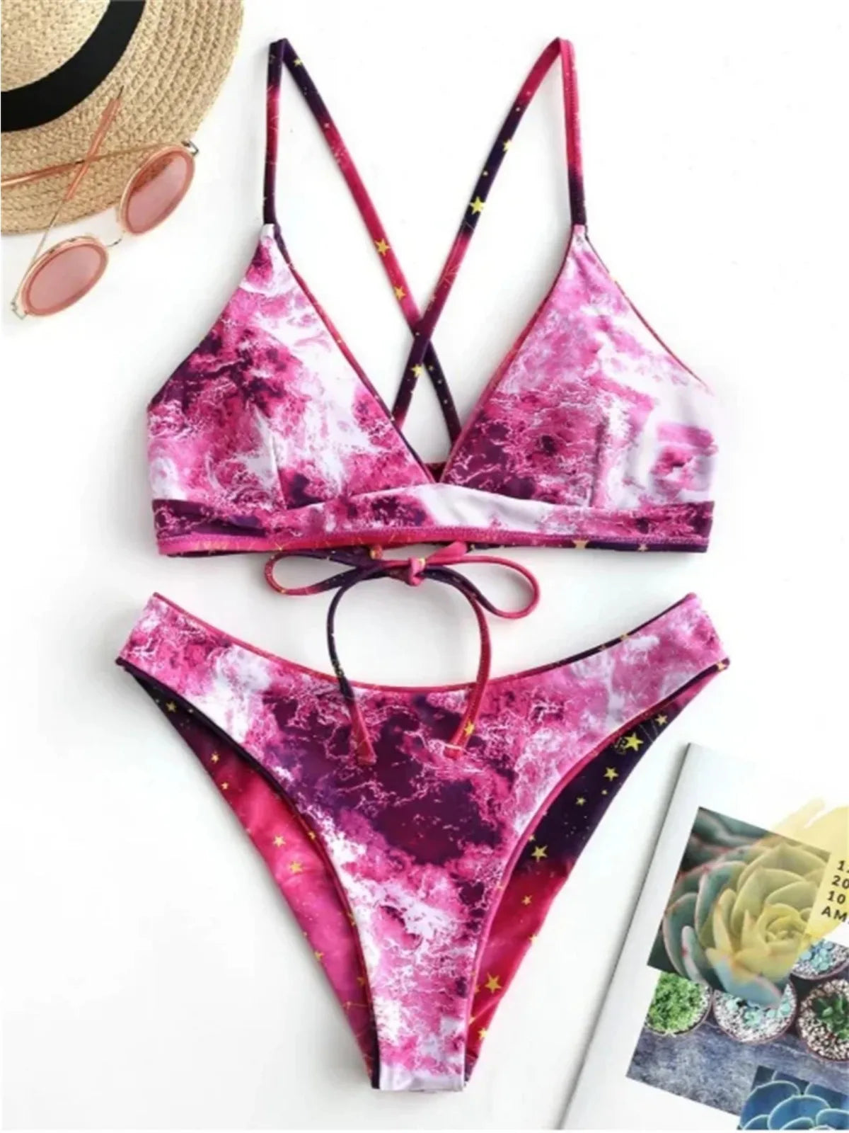 Starry Sky Reversible Bikini Set – Sexy Micro Thong Two-Piece Swimsuit for Summer Beach Vibes