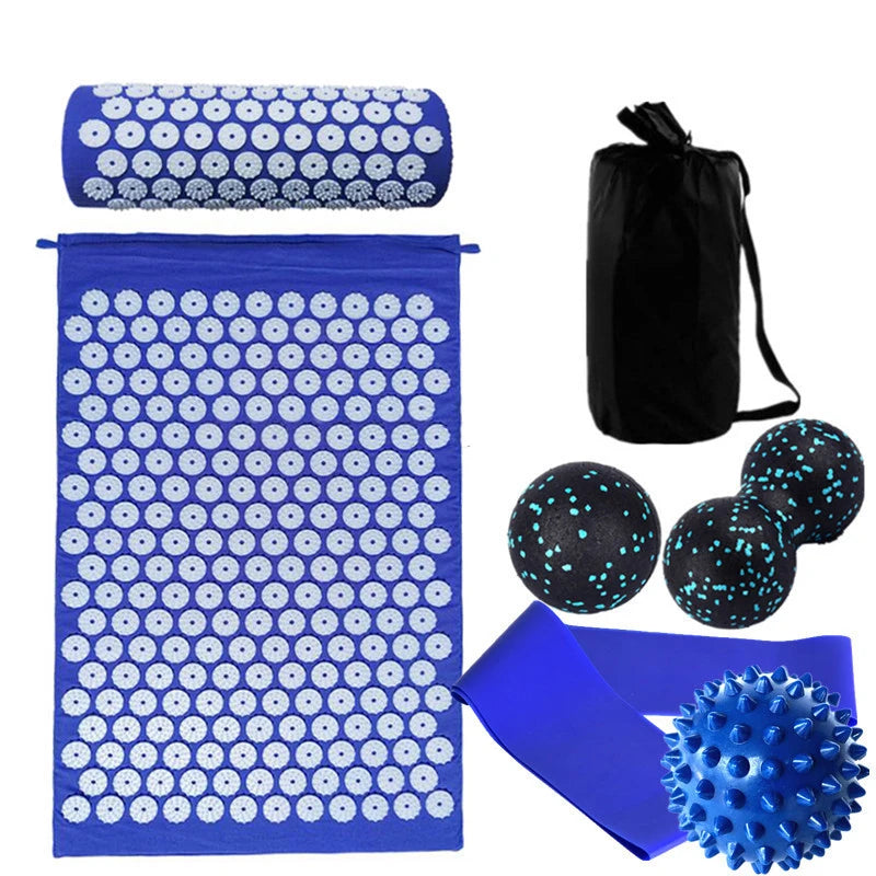 7-Piece Acupressure Mat & Pillow Set – Stress Relief, Back Pain Massage & Muscle Relaxation for Yoga and Recovery