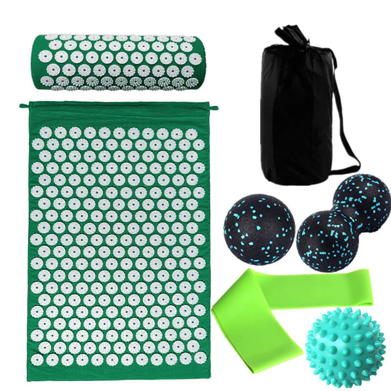 7-Piece Acupressure Mat & Pillow Set – Stress Relief, Back Pain Massage & Muscle Relaxation for Yoga and Recovery