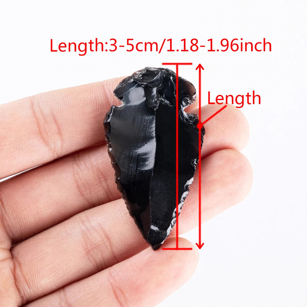 🔮 Natural Obsidian Arrowhead Gemstone – Handcrafted Reiki Healing Crystal