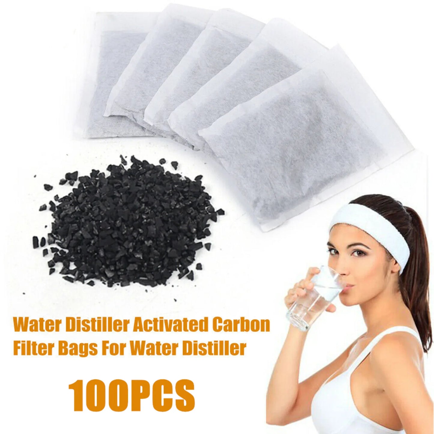 Activated Charcoal Carbon Filter Bags - 20-Pack for Water Distiller Purifier Tabletop Steamers