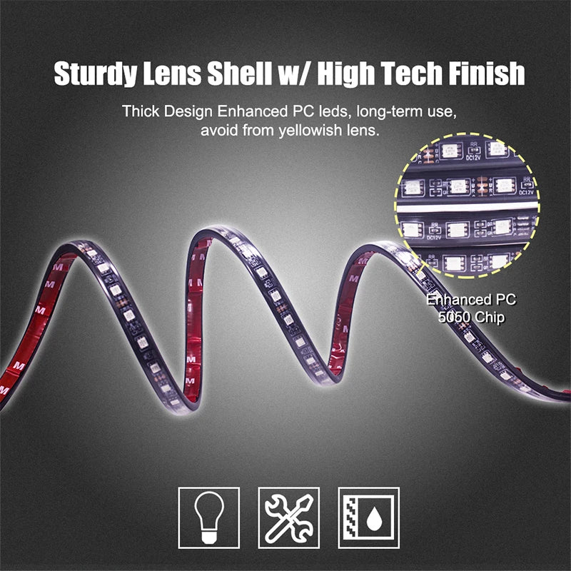 RGB Car LED Underglow Light Bar – 12V APP-Controlled Ambient Lighting for Automotive Interior & Exterior
