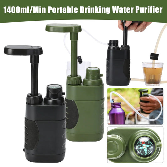 High-Capacity Hand Pump Water Filter – 1400ml/min Emergency Purifier for Camping & Survival