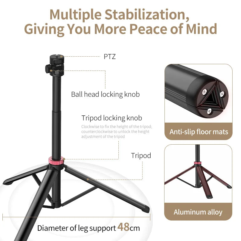 Ulanzi MT-79 Extendable Tripod: Versatile Support with 1/4'' Screw for DSLR Cameras, Smartphones, Fill Lights, and Microphones