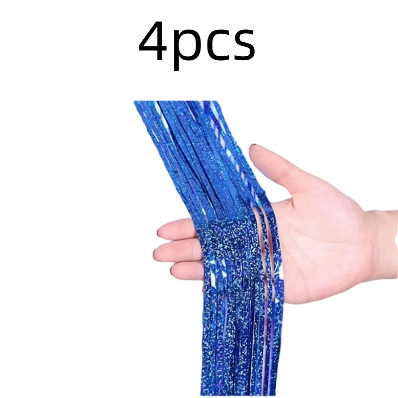 2-Pack Metallic Tinsel Fringe Curtains – 2x1M Glitter Party Backdrops for Birthday, Wedding, Bachelorette & Event Decor