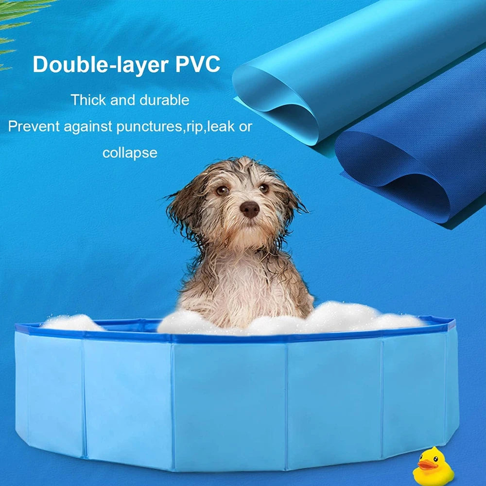 Foldable Dog Pool – 60×20CM Portable Hard Plastic Pet Bath Tub for Dogs & Cats, Outdoor Collapsible Pet Swimming Pool