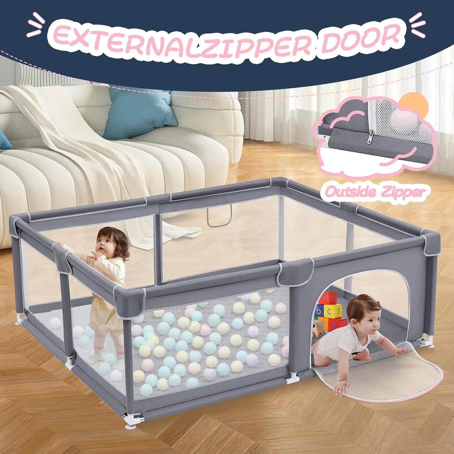 Extra Large Baby Playpen and Playard: Portable Play Area for Babies, Toddlers, and Pets – Safe and Spacious for Indoor Fun!