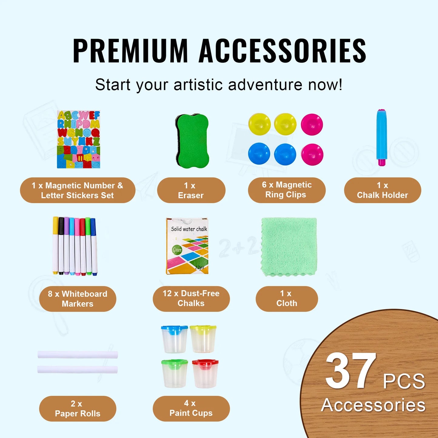 Double-Sided Kids' Art Easel – Wooden Magnetic Drawing Board with Whiteboard & Chalkboard, Creative Gift for Boys & Girls
