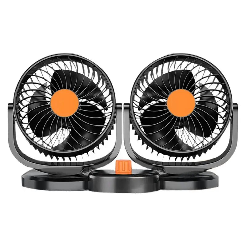 Dual Head USB Car Fan | Adjustable Strong Wind Electric Dashboard Cooling Air Circulator for Ultimate Comfort