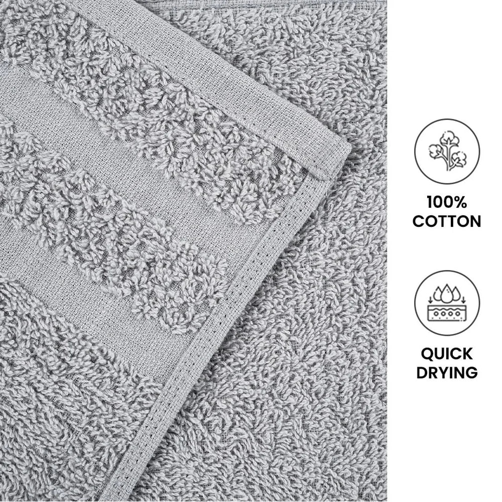 10-Piece Cotton Towel Set – Soft, Quick-Dry & Durable with Textured Border