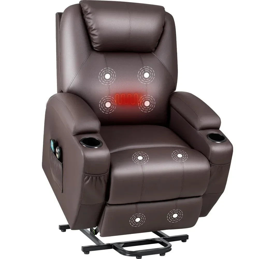 2023 Modern Power Lift Recliner: Heat, Massage, and PU Leather Comfort for Elderly