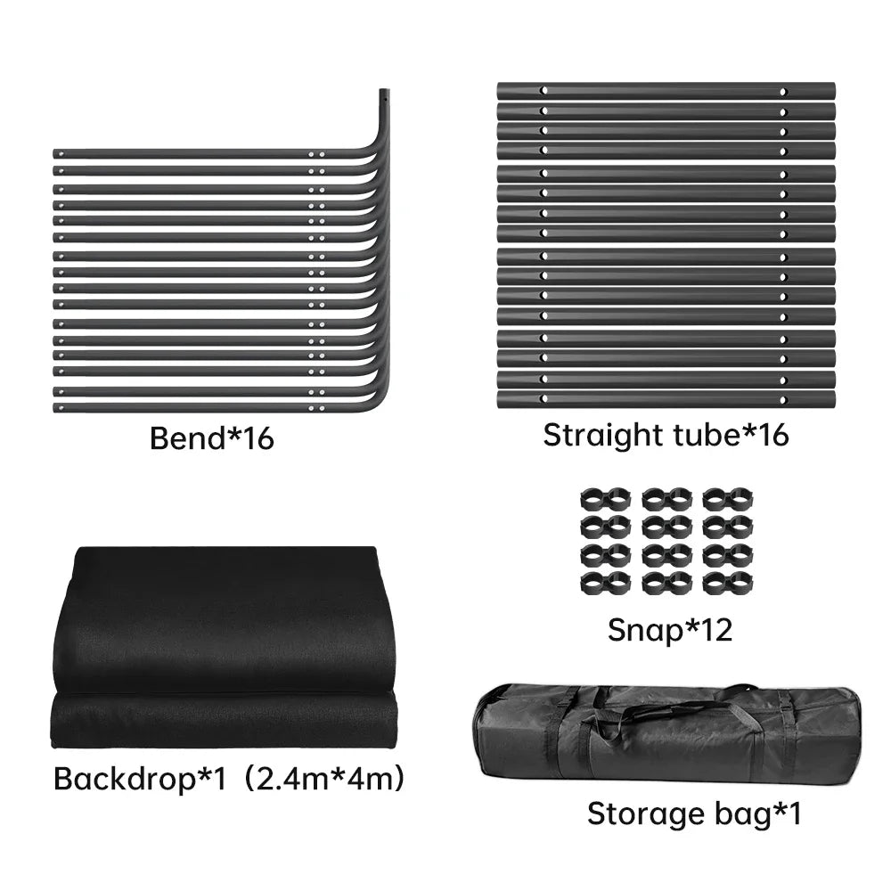📸 SH 2.4x4M Photography Background Stand with Green Screen – Studio-Grade Backdrop Support Kit