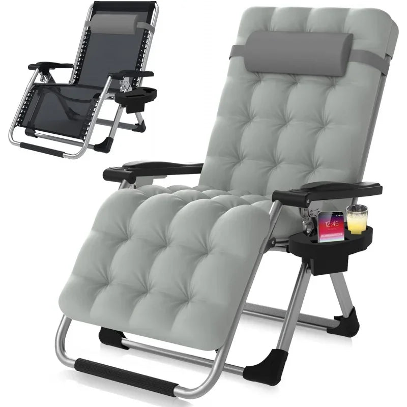 Zero Gravity Reclining Camping Chair – Upgraded Lounge with Removable Cushion, Locking System & Cup Holder