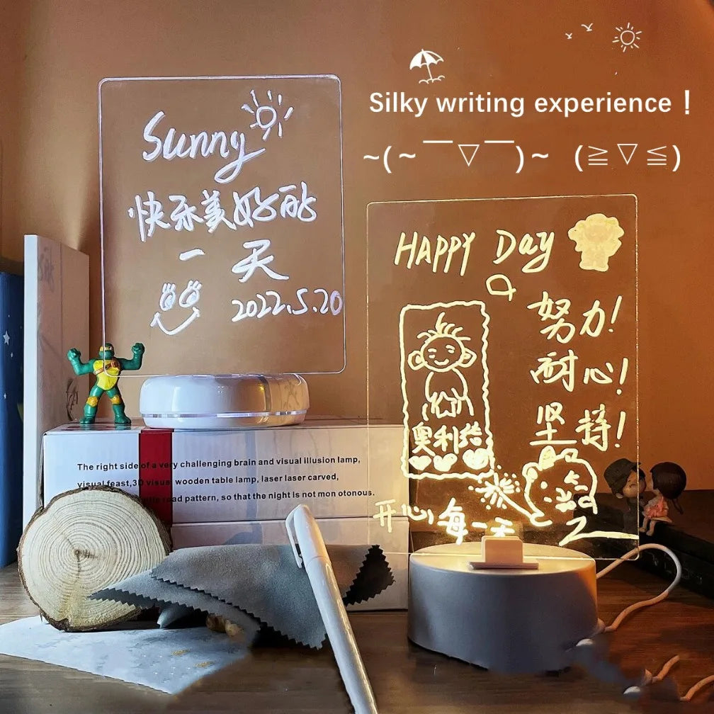 Creative LED Night Light Note Board: USB Message Board with Pen, Perfect Gift for Children or Girlfriend, Holiday Decoration Night Lamp