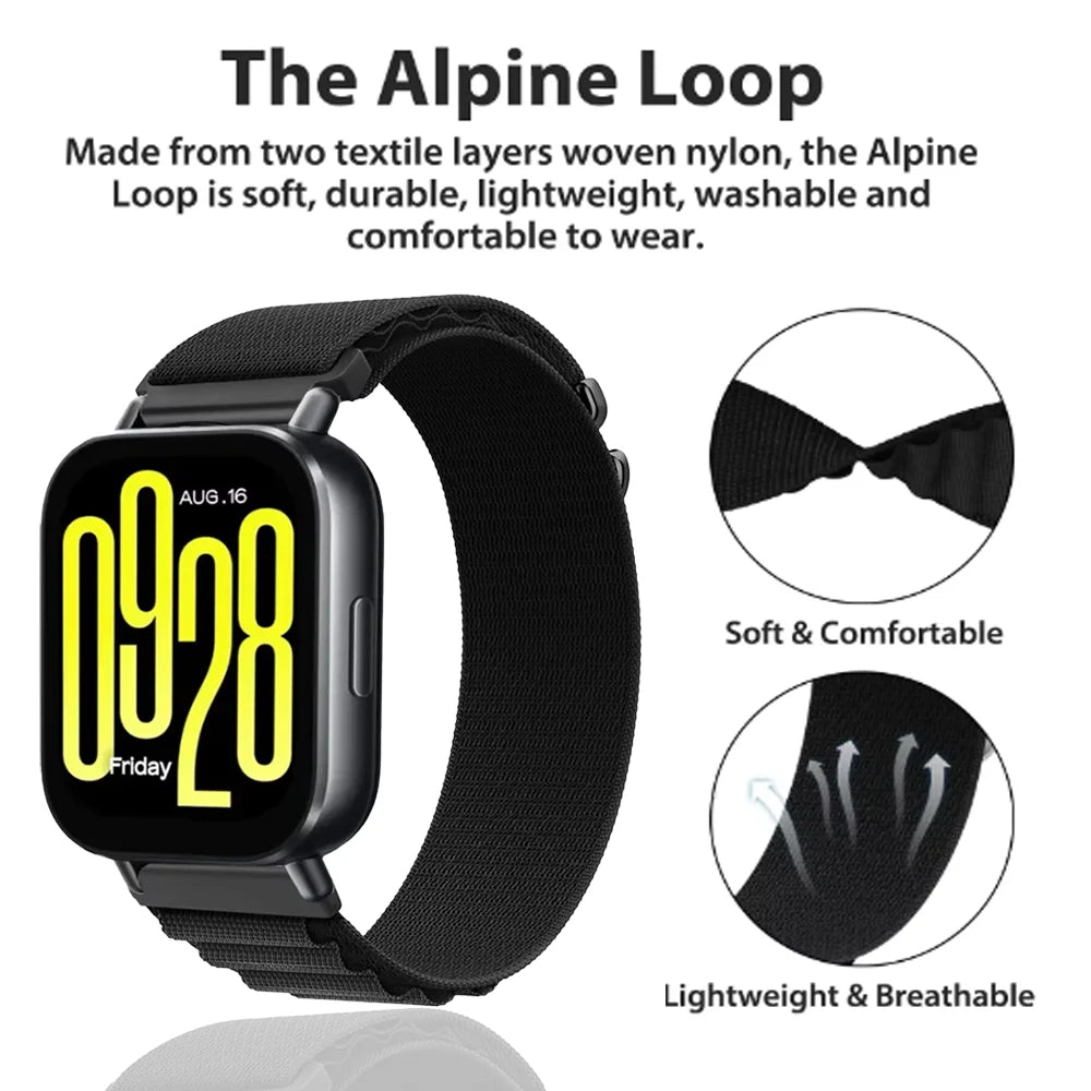 22mm Sports Alpine Loop Strap for Redmi Watch 5 Lite/Active – Nylon Comfortable Replacement Band Bracelet