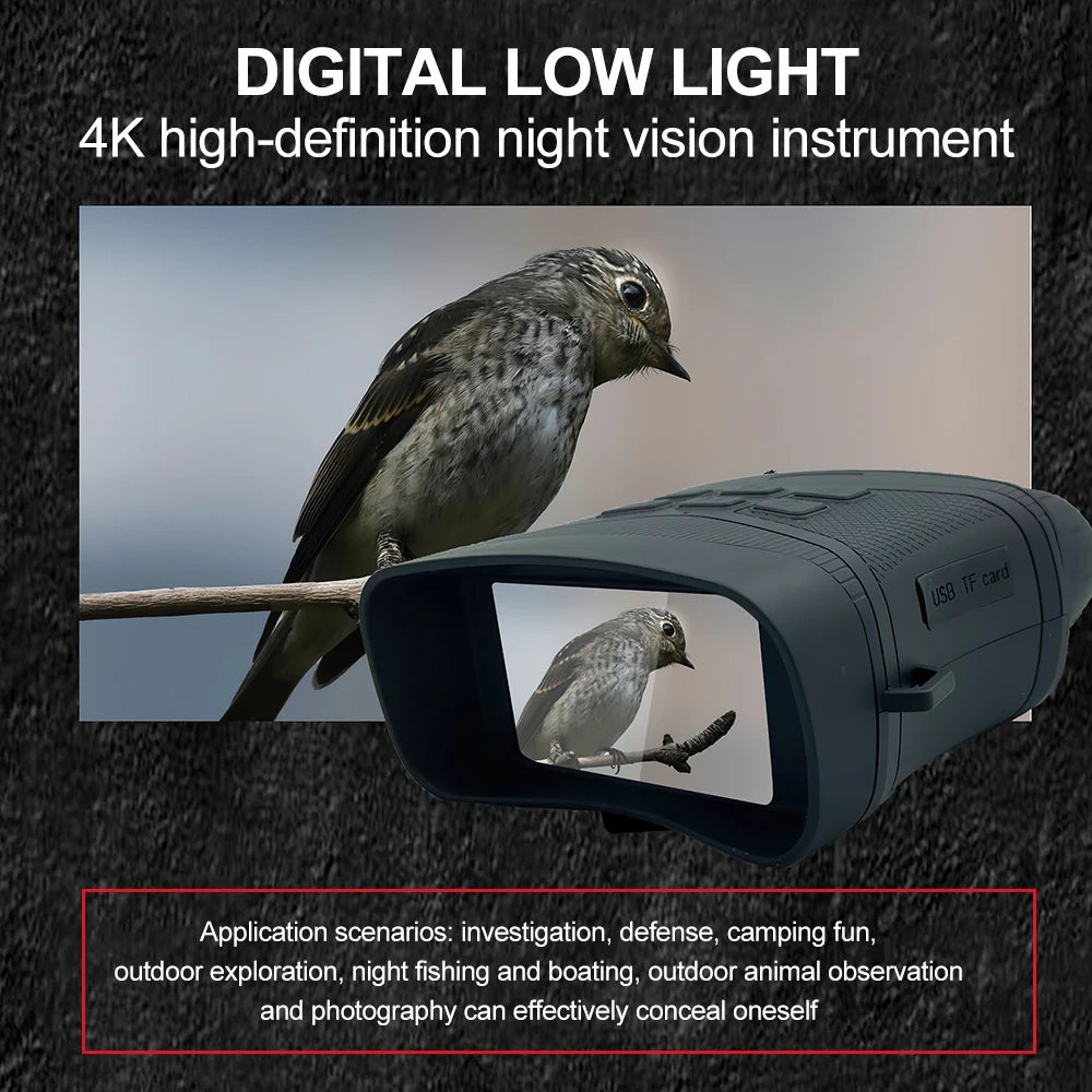 Infrared Night Vision Binoculars: 4K HD, 5X Digital Zoom, 42MP Photo/Video, Day/Night Dual Use - Perfect for Hunting and Surveillance