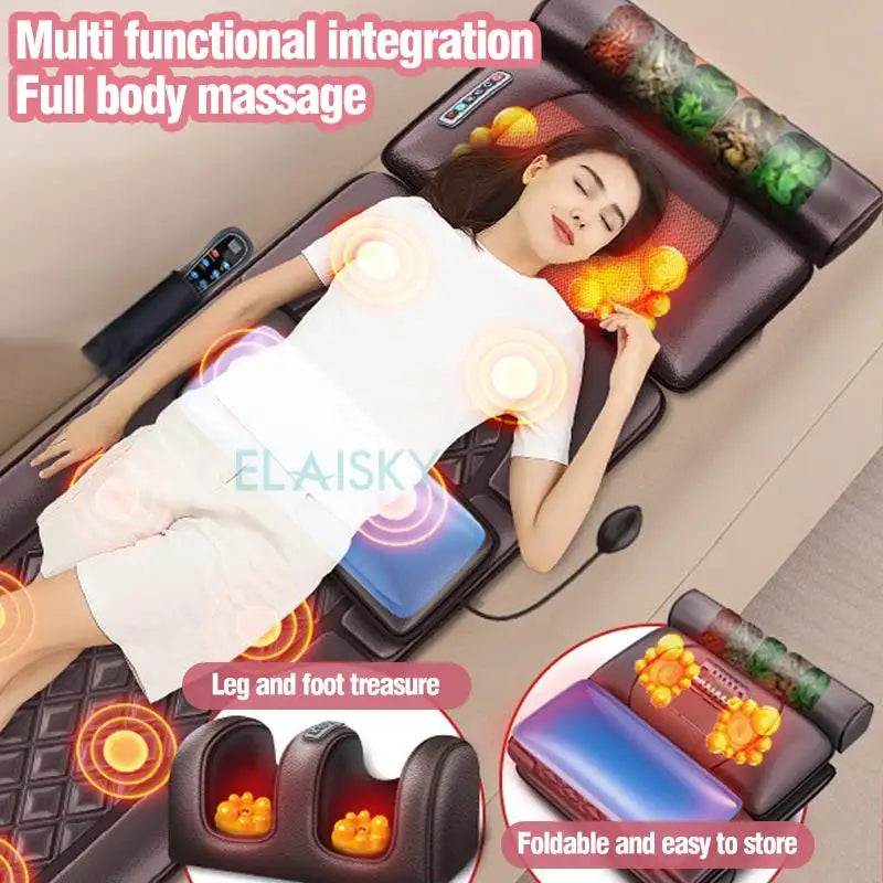 Ultimate Stress Relief: Electric Massage Mattress with Infrared Heat, Vibrating Massager Cushion for Full Body Pain Relief and Relaxation - Ideal for Neck, Back, and Feet