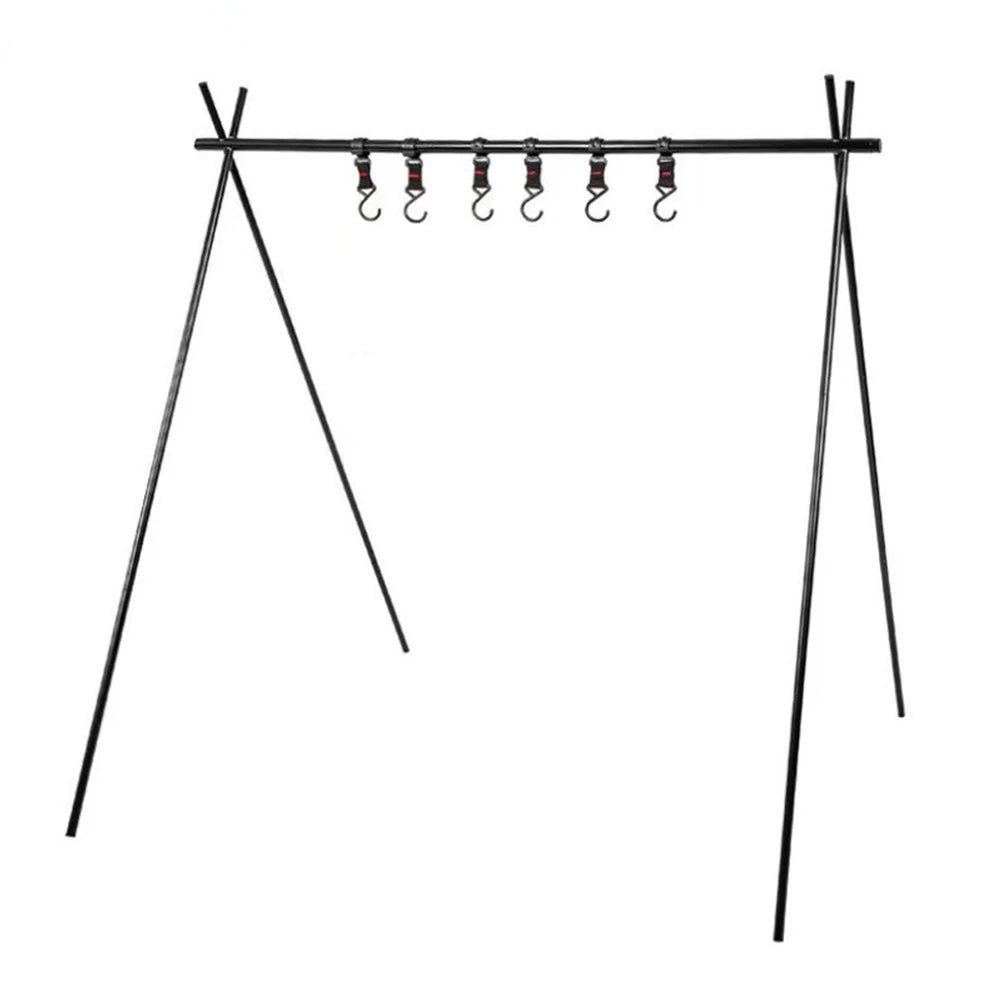Lightweight Aluminum Camping Triangle Rack – Foldable Storage Stand with Hooks for Picnic, BBQ & Hiking