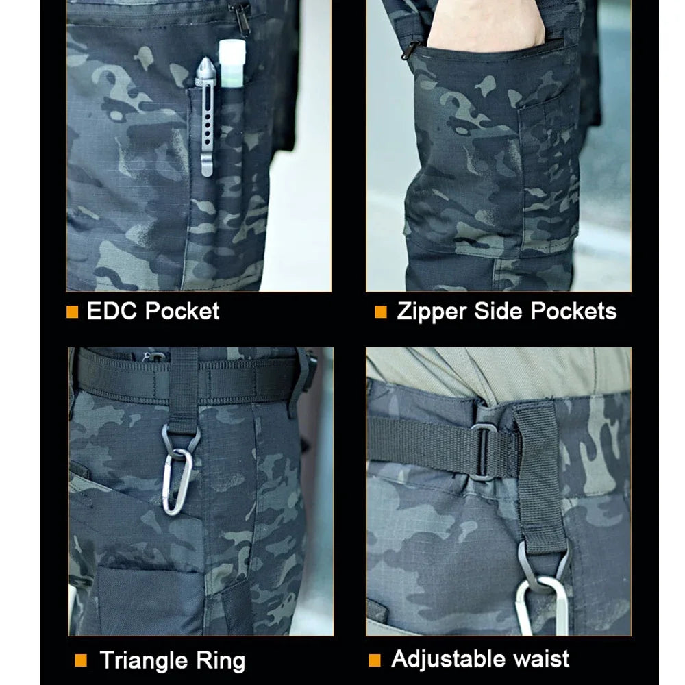 Premium Tactical Cargo Pants: Waterproof Ripstop Military-Style Men's Combat Training Trousers with Multi-Pocket Design