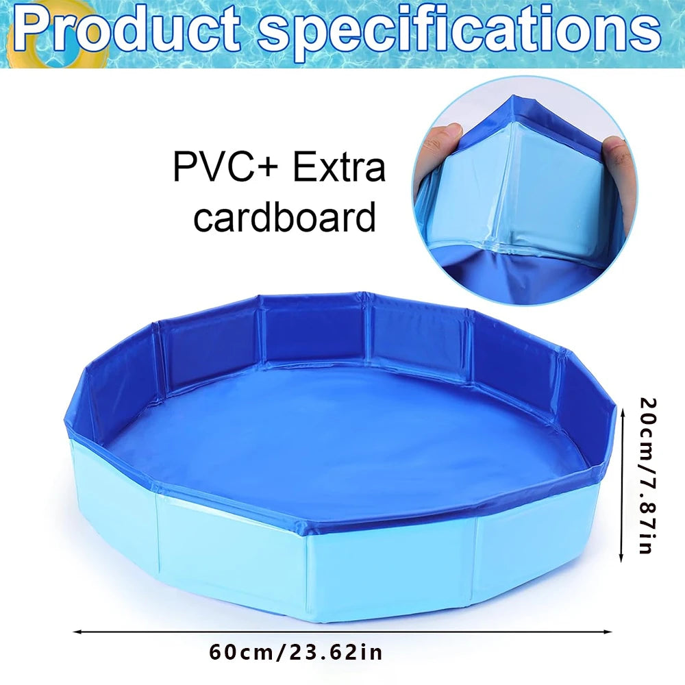 Foldable Dog Pool – 60×20CM Portable Hard Plastic Pet Bath Tub for Dogs & Cats, Outdoor Collapsible Pet Swimming Pool
