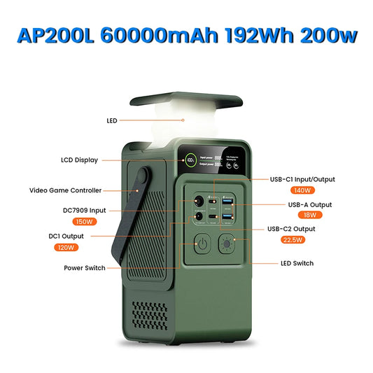 🔋 Ctolity AP200L Portable Power Station – 200W | 192Wh | 60000mAh