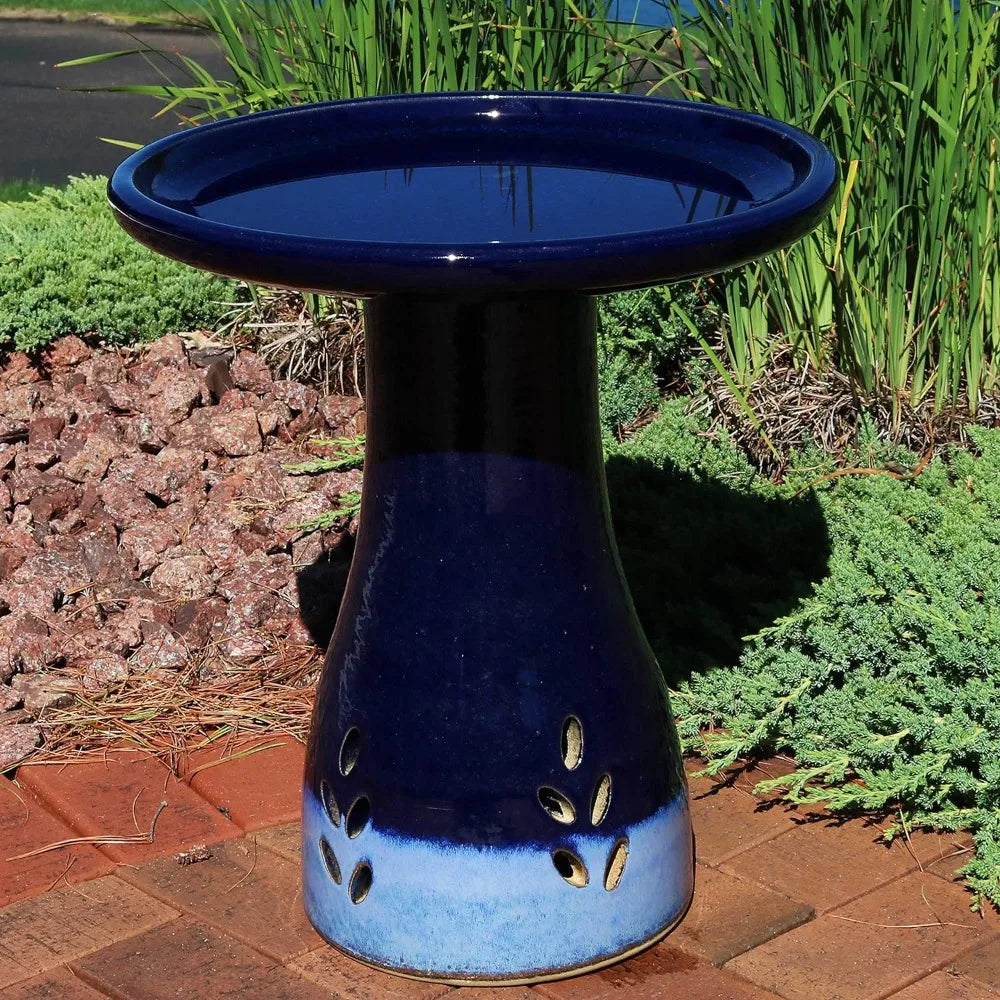 Enhance Your Garden: Hand-Painted Ceramic Bird Bath - UV and Frost Resistant Finish for Patio, Lawn, and Garden Décor