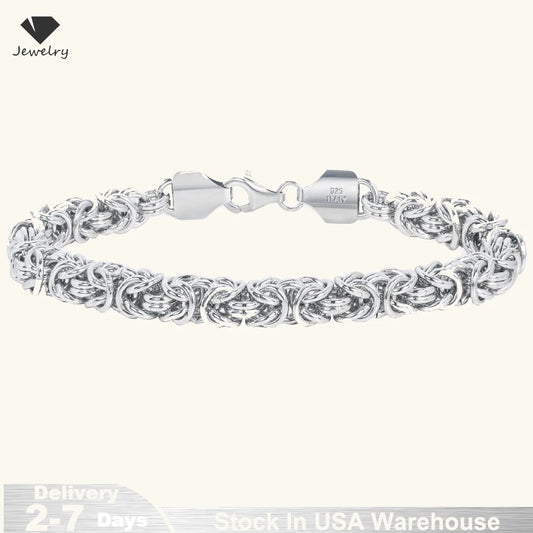 S925 Sterling Silver Byzantine Chain Bracelet – Polished Unisex Miami Style Jewelry, Smooth K-Pop Inspired Design