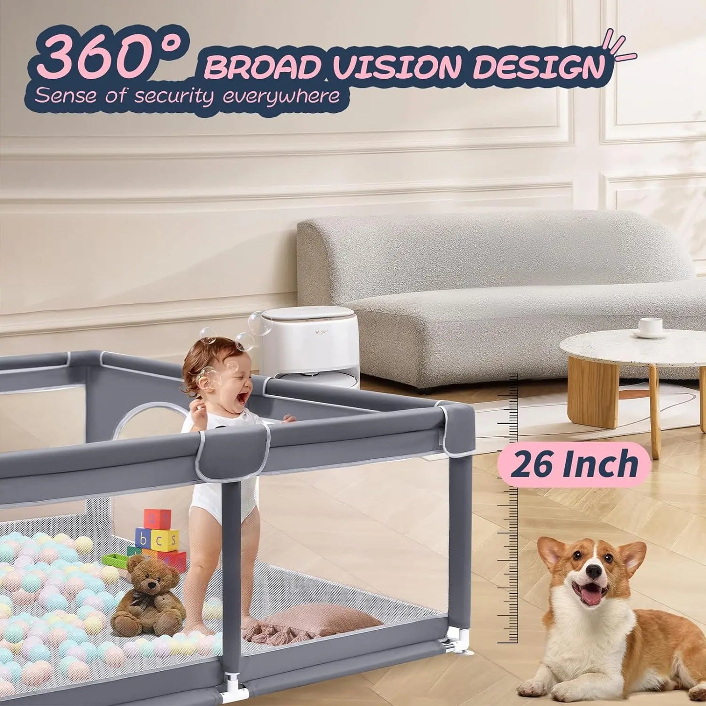 Extra Large Baby Playpen and Playard: Portable Play Area for Babies, Toddlers, and Pets – Safe and Spacious for Indoor Fun!