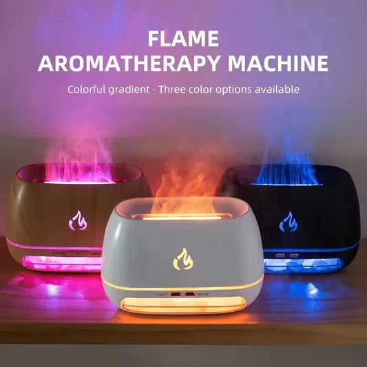 3D Flame Aroma Diffuser & Air Humidifier – Himalayan Salt Stone, Essential Oil Diffuser with Colorful Night Light