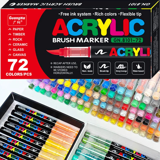 12–120 Colors Acrylic Paint Pens – Brush Tip Markers for Rock, Wood, Canvas, Stone | DIY Crafts & Christmas Gift