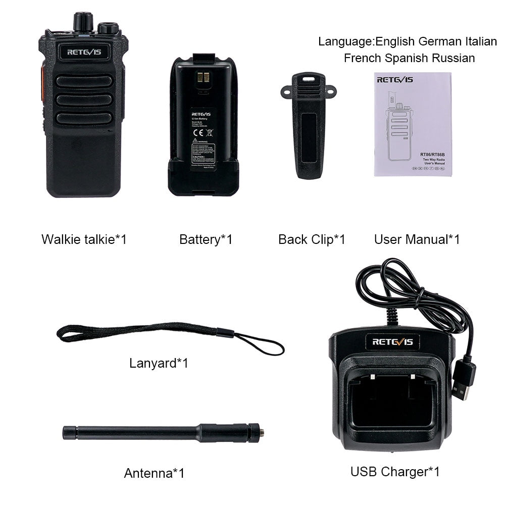 Long-Range Portable Communicator: 10W Retevis Two-Way Walkie Talkie Radio for Hunting, Fishing, and Camping