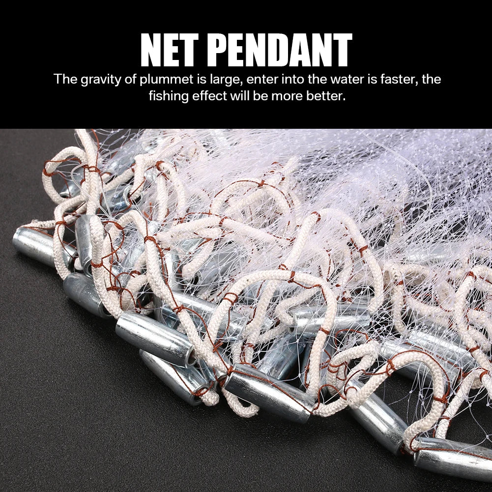 Cast Net (4ft-8ft Radius) – Premium Small Mesh Throw Net for Saltwater Fishing with Aluminum Sinkers