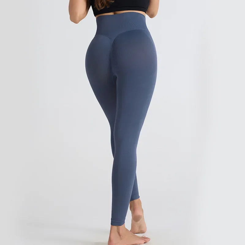 2025 Women’s High-Waist Shark Seamless Yoga Pants – Breathable, Comfortable, and Body-Hugging Workout Leggings